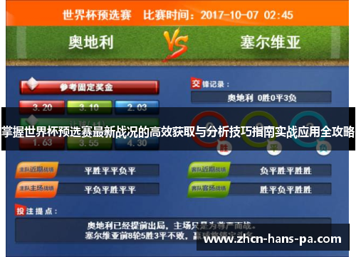 掌握世界杯预选赛最新战况的高效获取与分析技巧指南实战应用全攻略
